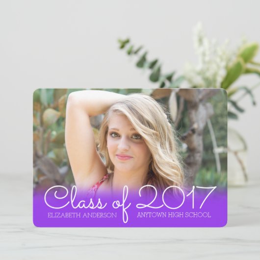 Horizontale Foto Afstuderen Paarse Klasse van 2017 Kaart (Staand voorkant)
