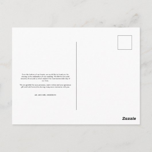 horizontale foto bruiloft bedankt handschrift briefkaart (Achterkant)