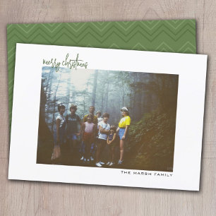 Horizontale foto - chevron - witte rand minimaal feestdagenkaart