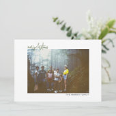 Horizontale foto - chevron - witte rand minimaal feestdagenkaart (Staand voorkant)