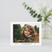 Horizontale foto - de gelukkigste witte grens van feestdagenkaart (Staand voorkant)