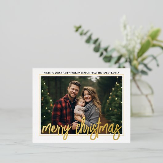 Horizontale foto - divers kerstscript - folie feestdagen briefkaart (Staand Voorkant)