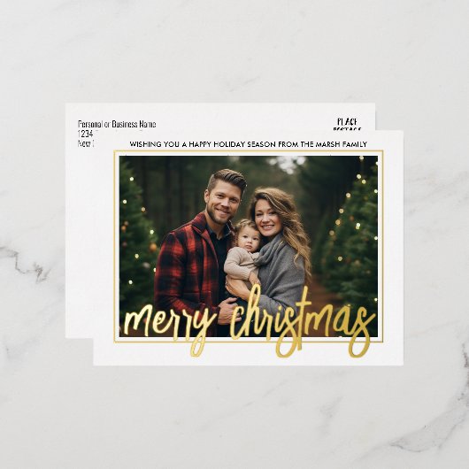 Horizontale foto - divers kerstscript - folie feestdagen briefkaart (Voorkant / Achterkant)