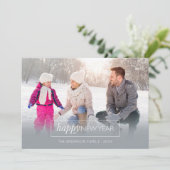 Horizontale Foto Gelukkig Nieuwjaar Modern Grijs Feestdagenkaart (Staand voorkant)