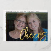 Horizontale Foto Groene Chevrons Huge Script Cheer Folie Feestdagenkaart (Voorkant)