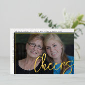 Horizontale Foto Groene Chevrons Huge Script Cheer Folie Feestdagenkaart (Staand Voorkant)