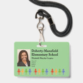 Horizontale foto-ID School Security Badge (Voorkant met koord)