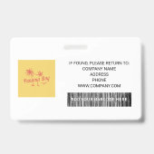 Horizontale foto-ID van medewerker Badge (Achterkant)