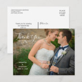 Horizontale foto | Kalligrafie Huwelijksbedankje Uitnodiging Briefkaart (Voorkant / Achterkant)