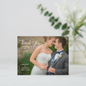 Horizontale foto | Kalligrafie Huwelijksbedankje Uitnodiging Briefkaart (Staand voorkant)