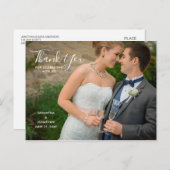 Horizontale foto | Kalligrafie Weddenschap Dank u Uitnodiging Briefkaart (Voorkant / Achterkant)