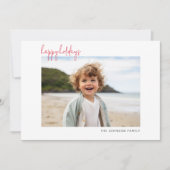 Horizontale Foto Kerstmis Script Minimaal Gelukkig Feestdagenkaart (Voorkant)