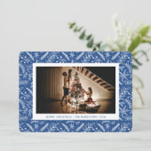 Horizontale foto met kerstgroen (blauw) feestdagenkaart (Staand voorkant)