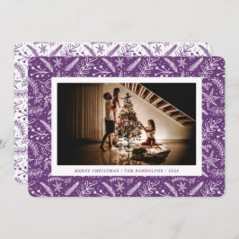 Horizontale foto met kerstgroen (Plum) Feestdagenkaart