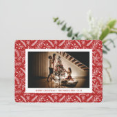 Horizontale foto met kerstgroen (rood) feestdagenkaart (Staand voorkant)