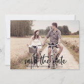 Horizontale foto met ritsscript de datum opslaan save the date (Voorkant)