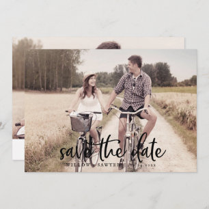 Horizontale foto met ritsscript de datum opslaan save the date