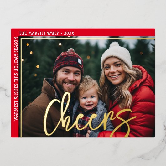 Horizontale foto - Offset Huge Script - Cheers Folie Feestdagen Briefkaart (Voorkant)