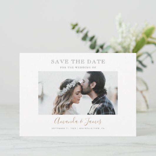 Horizontale Foto Save the Date Kaart (Staand voorkant)