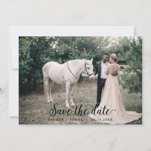 Horizontale foto  script save the date (Voorkant)