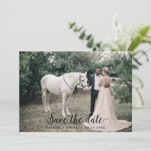 Horizontale foto script save the date (Staand voorkant)