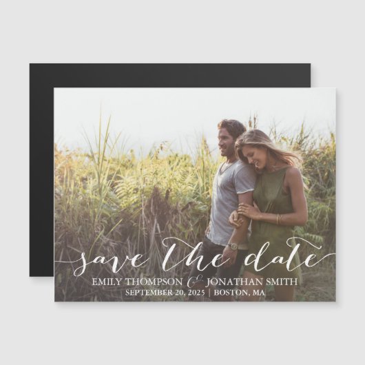 Horizontale foto Sla de datum magneet bruiloft op (Voorkant / Achterkant)