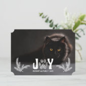 Horizontale foto van kattepoten en penseeluitsteek feestdagenkaart (Staand voorkant)