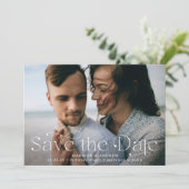 Horizontale foto van klassieke elegantie save the date (Staand voorkant)