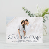 Horizontale foto van klassieke elegantie save the date (Staand voorkant)