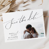 Horizontale foto van miniatuurscript met miniatuur save the date