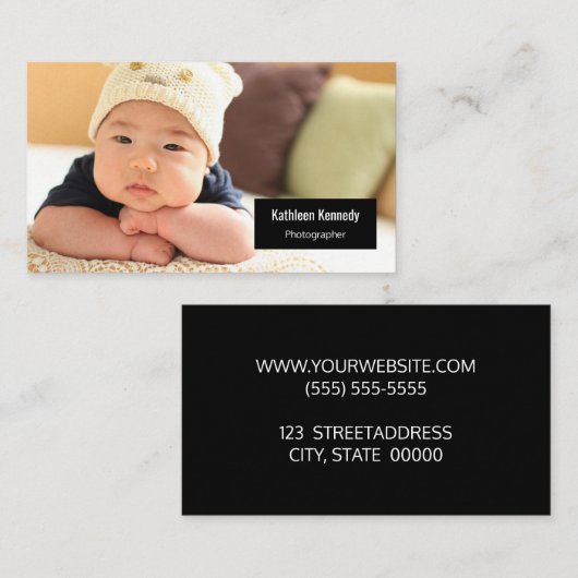 Horizontale fotograaf Baby Fotograaf Modern minima Visitekaartje (Voorkant / Achterkant)