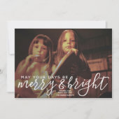 Horizontale fotomarmer voor Merry & Bright Calligr Feestdagenkaart (Voorkant)