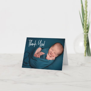 Horizontale foto's baby shower Modern Baby Boy Bedankkaart