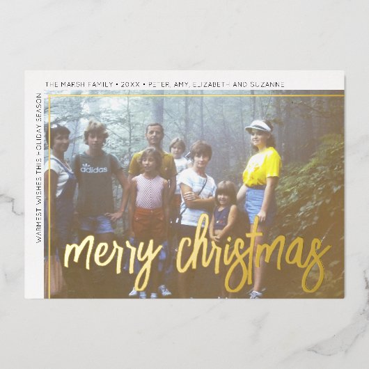 Horizontale foto's Groene grote kerstmis met foto' Folie Feestdagenkaart (Voorkant)