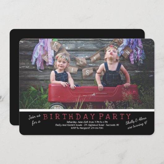 Horizontale fotouitnodiging kaart (Voorkant / Achterkant)