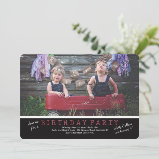 Horizontale fotouitnodiging kaart (Staand voorkant)