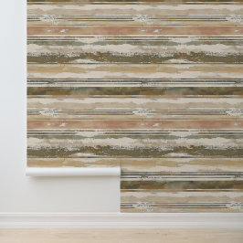 Horizontale geschetste artistieke lijnen aarde kle behang