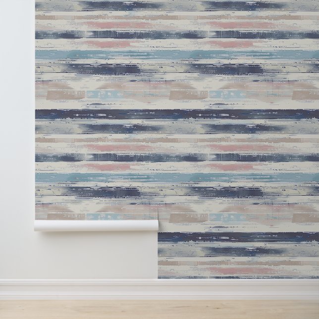 Horizontale geschetste artistieke lijnen oceaan kl behang (Applicatie)