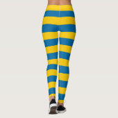 Horizontale gestreept Zweedse nationale vlagkleure Leggings (Achterkant)