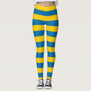 Horizontale gestreept Zweedse nationale vlagkleure Leggings