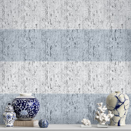 Horizontale Gestreepte Crackle Textuur Wit en Blau Behang