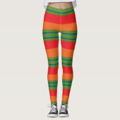 Horizontale gestreepte kleurrijke patroon leggings (Voorkant)