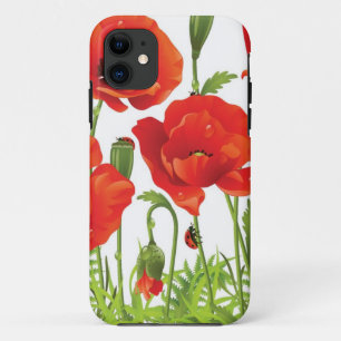 Horizontale grens met rode papaver iPhone 11 hoesje