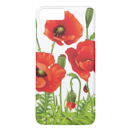 Horizontale grens met rode papaver Case-Mate iPhone case (Achterkant)