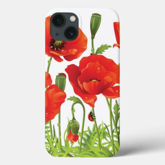 Horizontale grens met rode papaver Case-Mate iPhone case (Achterkant)