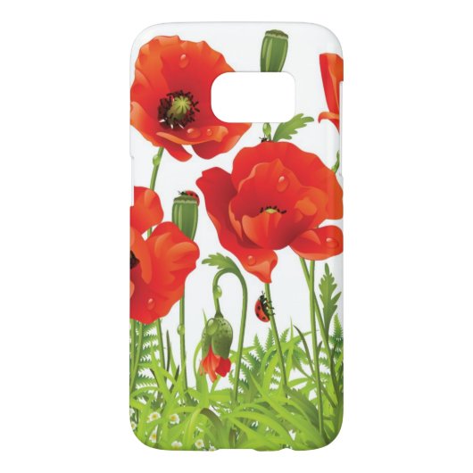 Horizontale grens met rode papaver Case-Mate samsung galaxy hoesje (Achterkant)