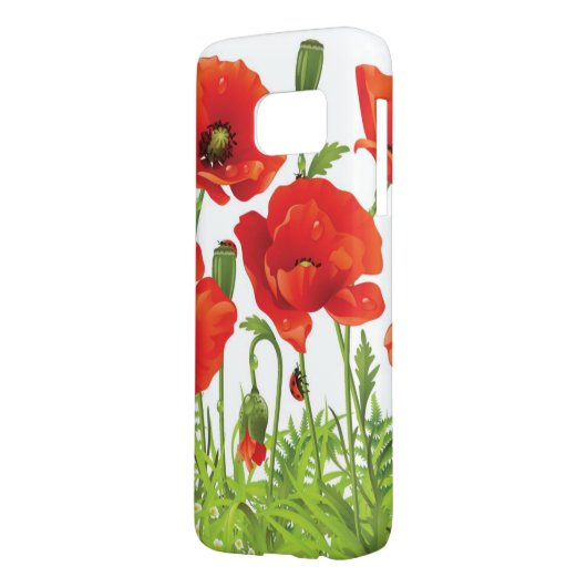 Horizontale grens met rode papaver Case-Mate samsung galaxy hoesje (Achterkant Links)