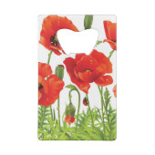 Horizontale grens met rode papaver creditkaart flessenopener (Achterkant)