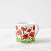 Horizontale grens met rode papaver espresso kop (Voorkant rechts)