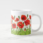 Horizontale grens met rode papaver grote koffiekop (Rechts)